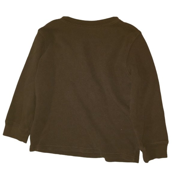 Boys Size 4t Carters Long Sleeved Brown Thermal Shirt "Big Man on Campus #33" - Picture 3 of 3